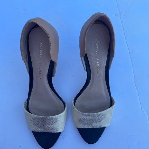 Loeffler Randall Charlotte D’Orsay Peep-Toed Buff White Snake Design Heels Pumps - Picture 4 of 10